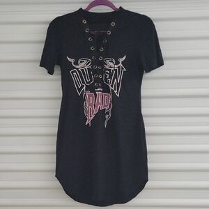 Zanzea Black Lace-Up Graphic Tee